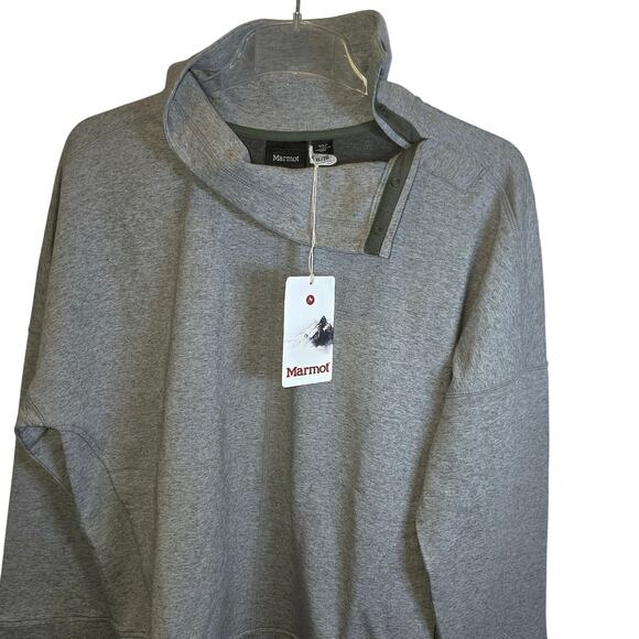 Marmot Baillie Turtleneck Top Womens XL Heather Gray Asymmetrical Snap Neck NEW - Picture 16 of 16